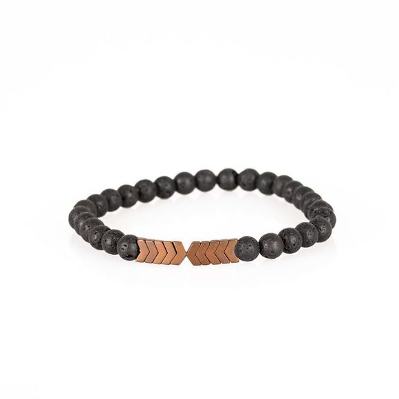 Lava stone bead with arrows stretchy band bracelet - Picture 2 of 2